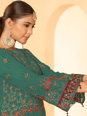 Morepeach georgette zari embroidered semi-stitched pakistani trouser suit 3