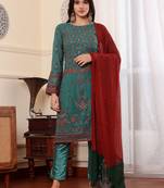 Rama green georgette embroidered semi-stitched pakistani suit