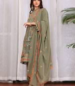 Green georgette embroidered semi-stitched pakistani suit