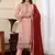 Pink georgette embroidered semi-stitched pakistani suit