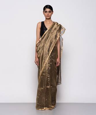 Handwoven Copper Tissue Organza Saree Without Blouse 1