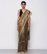 Handwoven Copper Tissue Organza Saree Without Blouse