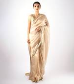 Handwoven Gold Tissue Saree With Fringea Border Without Blouse