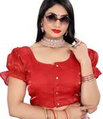 Red Heavy Soft Organza Short Puff Sleeves Readymade Blouse