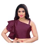 Wine Malay Satin Plain Readymade Blouse