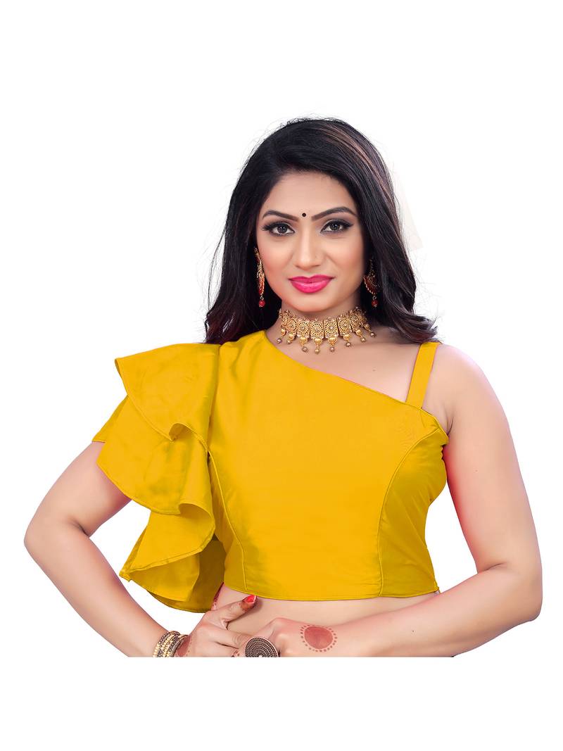 Yellow Malay Satin Plain Readymade Blouse
