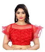 Red Nylon Net Ribin Embriodery Work Readymade Blouse