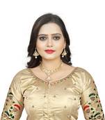 Golden Heavy Malay Satin Silk Full Embroidery Work  Readymade Blouse