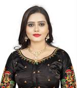 Black Heavy Malay Satin Silk Full Embroidery Work  Readymade Blouse