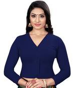 Navy Blue Woolen Plain Readymade Blouse