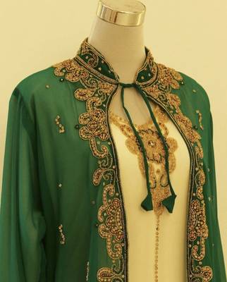 Green & White Handcrafted Zari work Stitched Dress Georgette Kaftan Party Wear Wedding Dresses 2