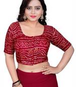 Maroon Cotton Chunri Foil Print Readymade Blouse