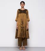 Handwoven copper a-line kurta set