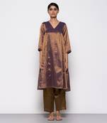 Handwoven copper purple a-line kurta set
