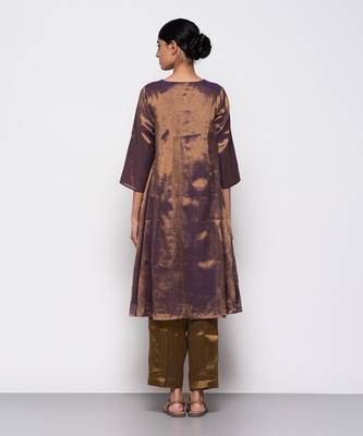 Handwoven copper purple a-line kurta set 3