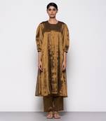 Handwoven copper gathered kurta set