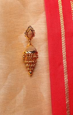 Gold-Plated Net Pattern Cone Earrings for Traditional Occasions 3
