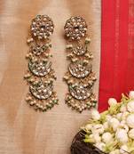 Kundan Earrings with Flower and Moon Design