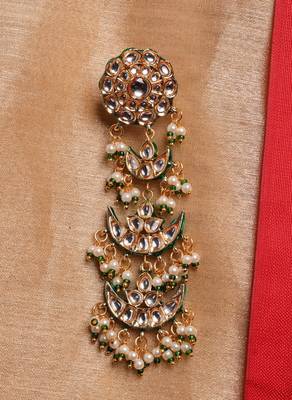 Kundan Earrings with Flower and Moon Design 2