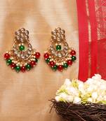 Stone Studded Earrings With Red And Green Stones