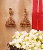 Traditional Gold Plated Earrings with Laxmi Motif- Temple Jewellery