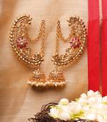 South Indian Gold Plated Ear-Cuffs with Intricate Flower motif