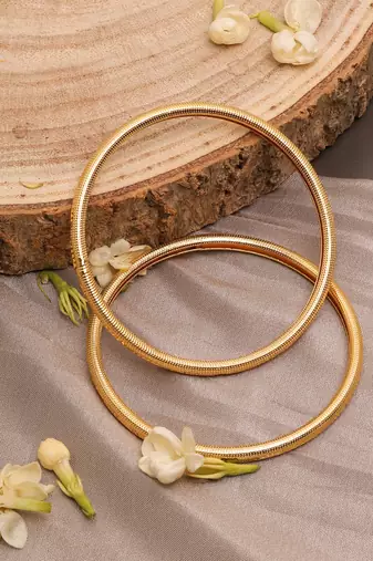 Elegant Antique Gold-Plated Bangles with Intricate Detailing