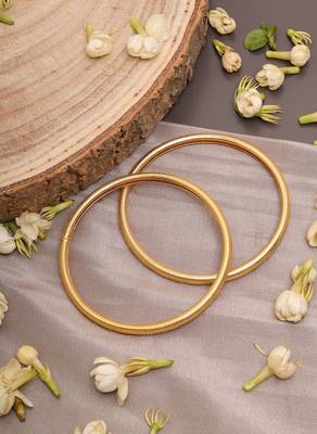 Elegant Antique Gold-Plated Bangles with Intricate Detailing 4