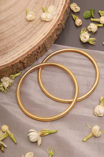 Elegant Antique Gold-Plated Bangles with Intricate Detailing