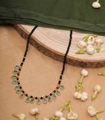 Black Beaded Necklace With Gold Plated