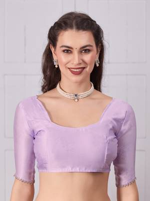 Lavender hand work zarkan cut work border satin saree 3