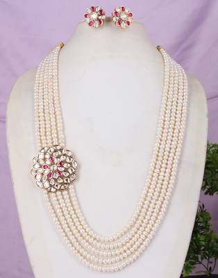 Natural fresh water pearls kundan side piece with certificate 1