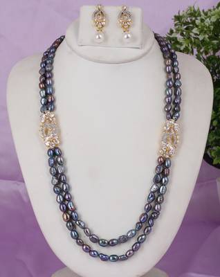 Natural fresh water pearls zerkon stones side piece with certificate 1