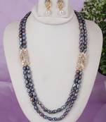 Natural fresh water pearls zerkon stones side piece with certificate