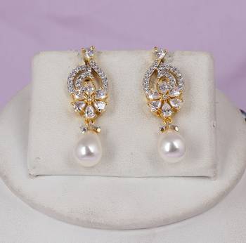 Natural fresh water pearls zerkon stones side piece with certificate 2