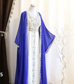 Royal Blue Georgette Embroidered Islamic Party Wear Kaftan