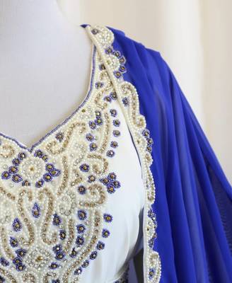 Royal Blue Georgette Embroidered Islamic Party Wear Kaftan 3