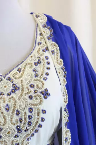 Royal Blue Georgette Embroidered Islamic Party Wear Kaftan