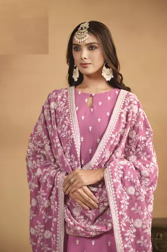 BABY PINK GEORGETTE EMBROIDERED SALWAR KAMEEZ