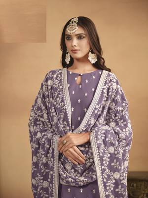 LAVENDER GEORGETTE EMBROIDERED SALWAR KAMEEZ 3