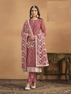 PEACH GEORGETTE EMBROIDERED SALWAR KAMEEZ 1