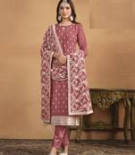 PEACH GEORGETTE EMBROIDERED SALWAR KAMEEZ