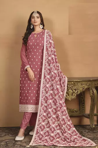 PEACH GEORGETTE EMBROIDERED SALWAR KAMEEZ