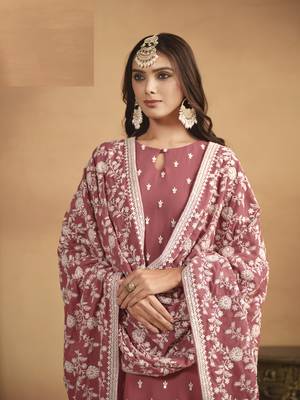 PEACH GEORGETTE EMBROIDERED SALWAR KAMEEZ 3