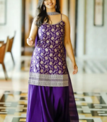Purple Color Party Wear Designer Indo-Western Plazo Suit