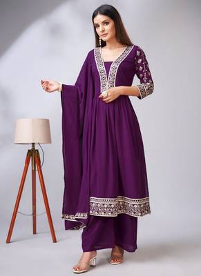 Elegant Purple Georgette Traditional Function Wear Readymade Suit Collection With Purple Georgette 1