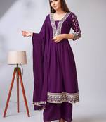 Elegant Purple Georgette Traditional Function Wear Readymade Suit Collection With Purple Georgette