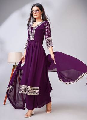 Elegant Purple Georgette Traditional Function Wear Readymade Suit Collection With Purple Georgette 2