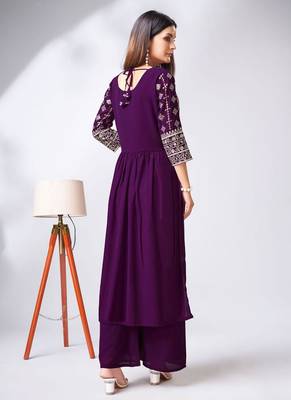 Elegant Purple Georgette Traditional Function Wear Readymade Suit Collection With Purple Georgette 3