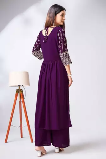 Elegant Purple Georgette Traditional Function Wear Readymade Suit Collection With Purple Georgette